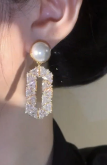 Oval Zircon Earrings