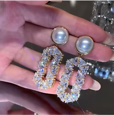 Oval Zircon Earrings