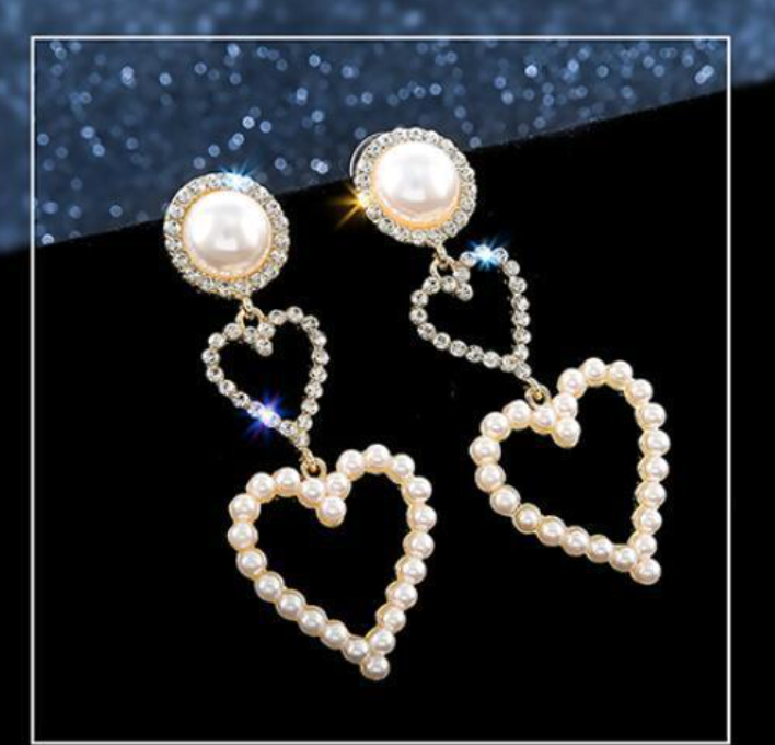 Pearl Rhinestone Drop Earrings