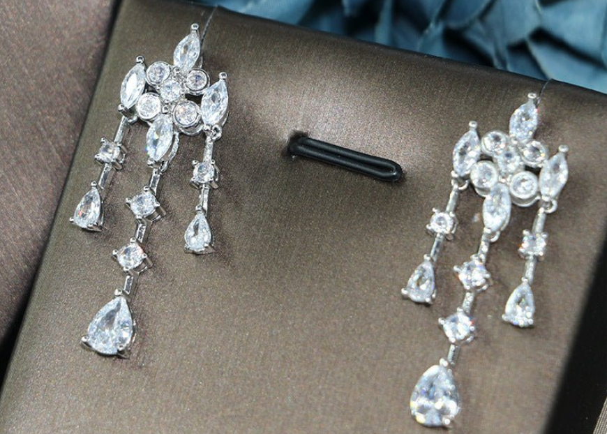 Bridal Zircon 3A Necklace Earrings Four-Piece Set