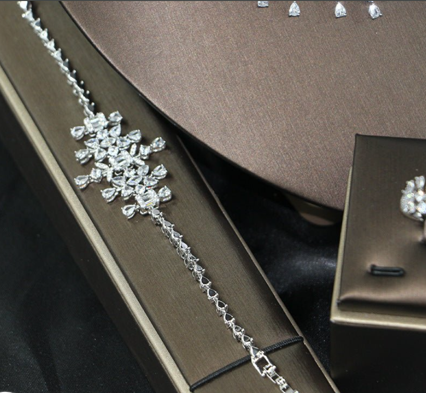 Bridal Zircon 3A Necklace Earrings Four-Piece Set