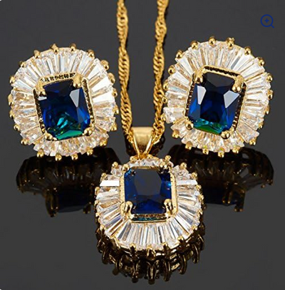Emerald Gemstones Pendant Set